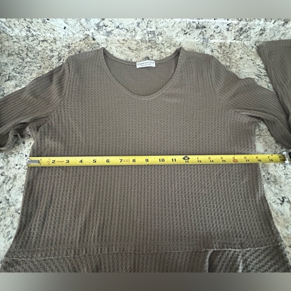 Paper Crane Anthropologie Waffle Knit Thermal Long Sleeve Ruffle Hem Top Size S - Picture 7 of 8